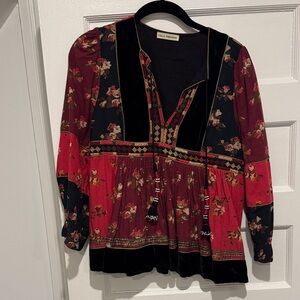 Ulla Johnson Floral Blouse - Burgundy and Black